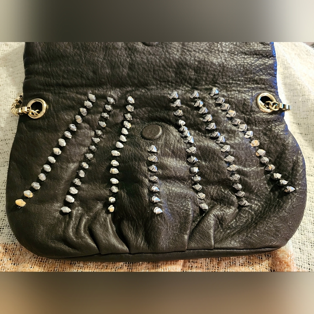 Vintage Ann Taylor LOFT Leather Studded Purse with Chain Strap - Picture 5 of 10